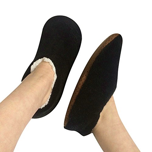 Elfjoy Men's Slippers Socks Autumn Winter Indoor Non-Skid Floor Shoes Mens Black Xl #TOP2