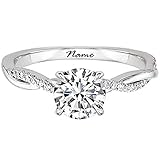 SISGEM Engagement Ring for Women, 1 ct Moissanite Twisting Infinity Pave Solitaire Ring with Platinum Plated for Her, S925 Silver White Gold Jewellery for Ladies Engagement Wedding (Size U)