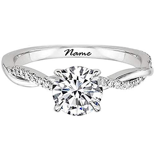 SISGEM Engagement Ring for Women, 1 ct Moissanite Twisting Infinity Pave Solitaire Ring with Platinum Plated for Her, S925 Silver White Gold Jewellery for Ladies Engagement Wedding (Size L)