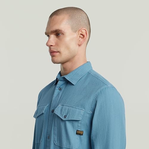 Miniatura 3 de G-Star Marine Slim Long Sleeve Shirt, Camisetas Para Hombre, Azul Niagara Gd D24963-D454-H055 , L