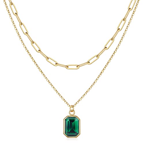 Birthstone Necklace For Women, Emerald Necklace Birthstone Necklace For Women Emerald Necklaces For Women Birthstone Necklace Birthstone Jewelry Green Necklace Layered Gold Necklaces For Women Jewelry #TOP8