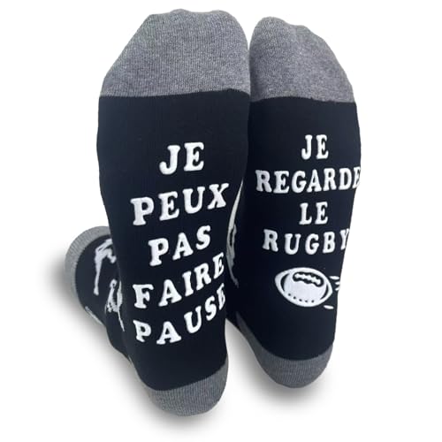 PLAYFUL SMILE Chaussettes Humour Homme 43-46 Rugby Cadeau Idee la Saint Valentin Homme Mari Petit Ami anniversaires Chaussettes Rigolotes Noel Fête des Pères Papa...
