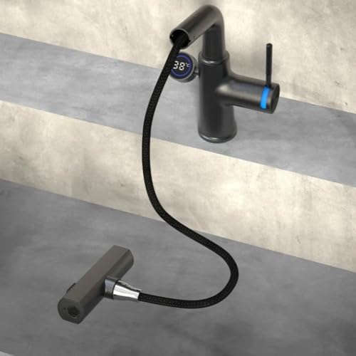 Grifo de lavabo elevable para un baño moderno y funcional en gris oscuro 6