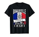 Embrassez votre ADN avec ce design Romainville Avec le drapeau France et les coordonnées GPS de Romainville, Latitude et Longitude. Design République Française