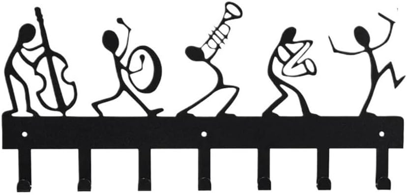 Wall Coat Racks 11.81 Inch Key Holder for Wall, Metal Symphony Orchestra Key Holder Hooks Organizer Rack, Hook for Wall, Iron Art, Hanger Coat Racks