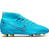Nervaduras en el empeine Nike Jr Superfly 8 Club FG/MG, Zapatillas, Chlorine Blue Laser Orange, 38.5 EU