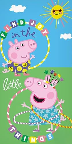 BERONAGE Peppa Pig Little Things Serviette de bain 100 % coton pour enfant Douce et absorbante 70 x 140 cm Article de fan de Peppa Pig Cadeau plage piscine...