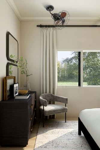 Faro Barcelona Ventilatore Keiki, A Parete E A Soffitto, Ac, Marrone Scuro - 2