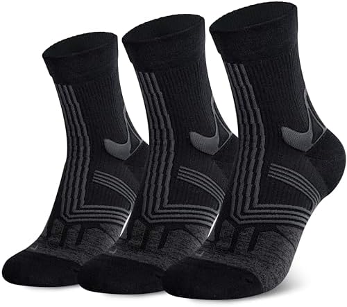 Hylaea Compression Running Socks for men, Coolmax Anti-Blister Cushion Crew Socks for Athletic, Moisture Wicking & Seamless