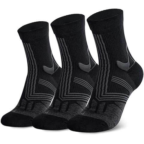 Hylaea Coolmax Athletic Running Socks Cushion Moisture Wicking 3 Pairs, No Blister Ankle Sports Socks Black Large Cover