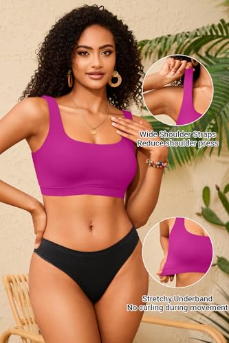Image of Women Sport Bra Swimsuit Top - Swim Bra Bikini Top Only Scoop Neck Bathing Top 2025 Swimwear