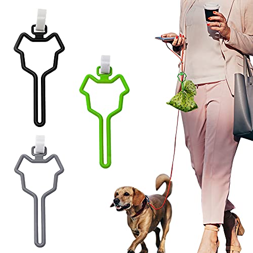 Dog Poop Bag Holder | Hands-Free Waste Bag Carrier | Adjustable Leash Attachment, Lightweight Portable Design for Dog Walking, Bicycle & Outdoor Accessories (3 Pack)
