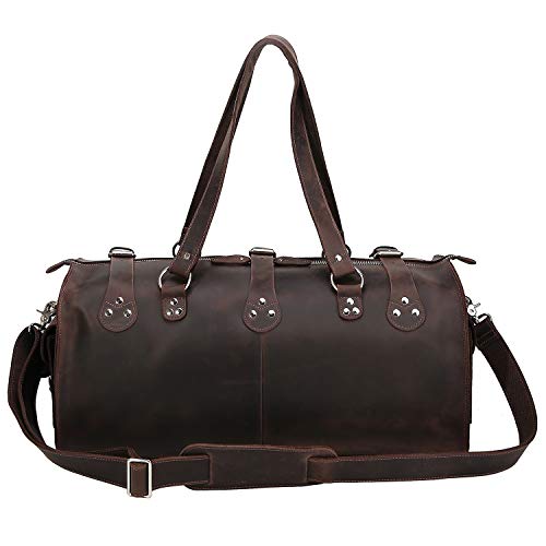 Polare 22'' Indiana Jones Looking Natural Leather Weekender Carry On Duffle Duffel Bag