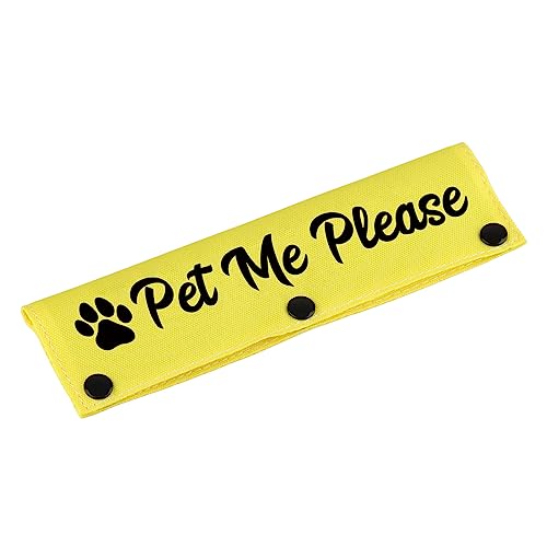 Funny Dog Leash Sleeve Pet Me Please Dog Leash Wrap Wrap Alert Hanging ID Patch Tag Pet Birthday Gift(Pet Me Please) (Pet Me Please-YE Sleeve)
