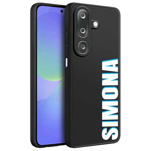 Image of Fashionury Back Cover Case for Samsung Galaxy M36 5G / Samsung Galaxy F36 5G |Matte Soft Silicon Flexible | Camera Bump Protection | Name with Blue Shadow Design |Get Your Name on Mobile Cover (Black)
