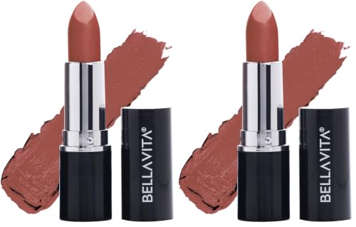 Image of BELLAVITA Comfort Matte Bullet Lipstick| Intense Colour| Creamy Matte Finish| Intense Moisturisation| Smooth Glide| Lipsticks for Women| 4 Hr Stay, Just Nude, 4.2 gm (8906150348011) (Pack of 2)