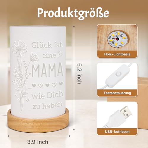 Sayregifty Geschenk für Mama, Mama Geschenke Geburtstag 3D gedruckten Nachtlampe mit Blumen-Motiv, Geschenke für mutter von Tochter/Sohn zum Geburtstag Weihnachten
