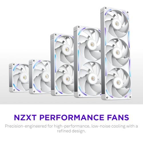 NZXT F140X Performance Fan - 140mm PWM RGB PC Case Fan - Max Airflow & Static Pressure - Low Noise - LCP Frame & Blades - Magnetic Fluid Dynamic Bearing - 30mm Thick - White by NZXT - Image 2