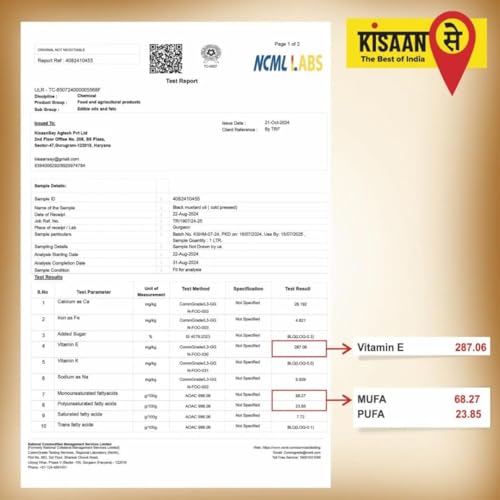 Image of KISAANSAY Pure Cold Pressed Black Mustard Oil 5L|Unrefined,Non-Hydrogenated|A1 Grade Black Mustard Seeds|Kolhu /Kacchi Ghani /Checku|Good For Heart health (5L)