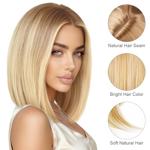 Aomig Short Wave Platinum Bob Wigs With Bangs Shoulder Length Short Curly Hair Women's Wig Curly Wavy Synthetic Hair Wigs Ladies Fancy Dress Wig Cosplay Halloween Christmas Daily Party - Image 3