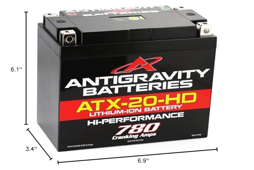 Image of Antigravity ATX20-HD Lithium Motorcycle Battery, 780 Cranking Amps, 15Ah, YTX20 Replacement, Heavy Duty 12V Powersport Battery for Touring Motorcycles, ATV, UTV