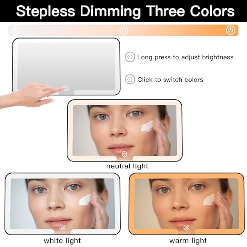 Image of Car Vanity Mirror with LED Lights, 3 Light Modes, Rechargeable Sun Visor Makeup Mirror