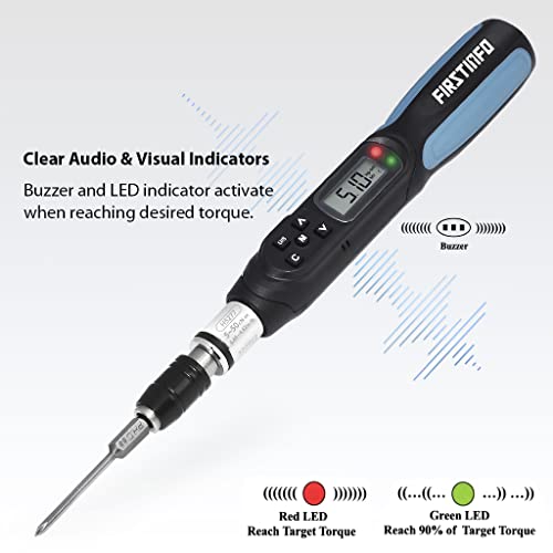 Image of FIRSTINFO H5277U Digital Torque Screwdriver, Dual Direction 0.44-4.42 in-lbs. / 5-50 cN-m / 0.51-5.1 kg-cm, with 250 Data Memory, LED and Buzzer Notification, Preset Memory