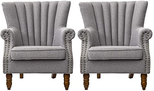 Image of Modern Armchair Single Sofa Chair for Small Apartments, Living Room or Bedroom Chair (Set of 2 Chairs) (Set of 2 Grey)