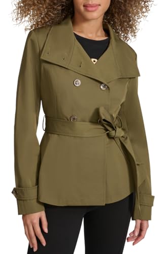 Trench court péplum KARL LAGERFELD pour femme en gabardine noire