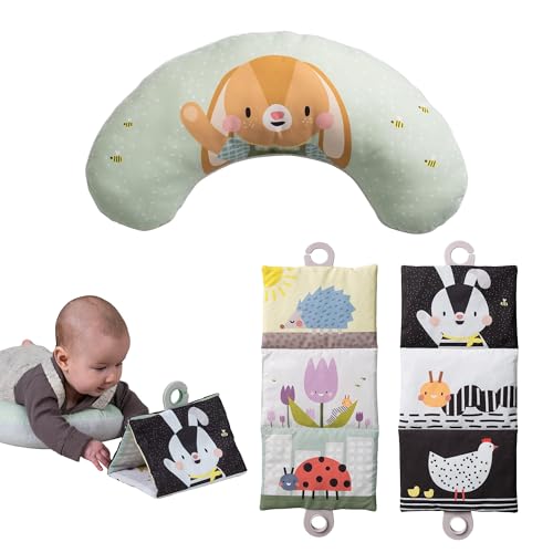 Image of Taf Toys Tummy Time Double-Sided Crinkle Book & Baby Development Tummy Time Support Toy, Sensory Stimulation for Newborns 0-6 Months Sensory Toys