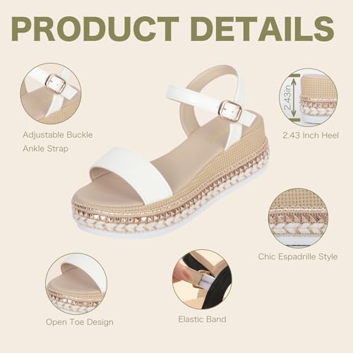Women's Platform Sandals Buckle Ankle Strap Espadrille Open Toe Boho Wedge Sandals Size 6-113