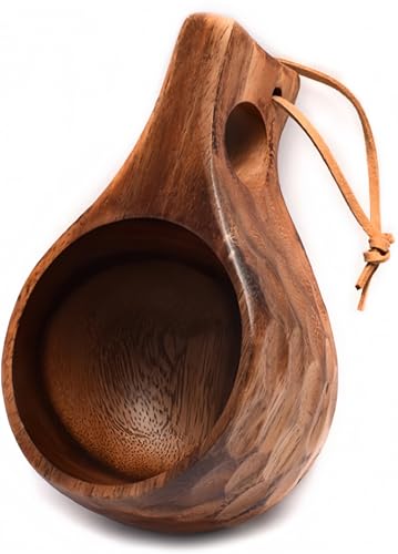 JINYOMFLY Tasse en Bois Kuksa, 200ml Tasse à Café Originale, Gobelet en Bois Naturel, Kuksa Tasse Nordique pour Camping, Randonnée ou Cadeau