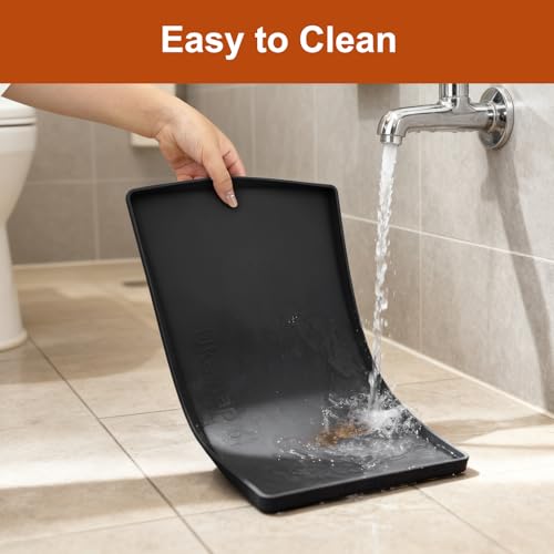 ukeetap Extra Thick Silicone Mat Waterproof with Raised Edge 19” x 12”, BPA Free Non-Slip Dog & Cat Food Mat, Feeding Mat for Food and Water Bowls, Spill Proof Mat to Protect Floors, Black #5