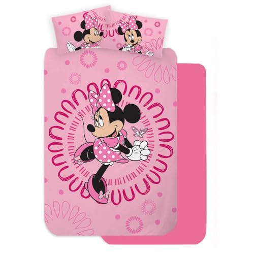 Image of Disney Minnie Mouse Children's Bedding Set 3 Pieces for King Size Bed Sheets 100% Cotton