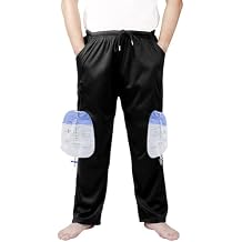 Lmaray Nephrostomy Pants for Men/Women, Holds 2 2000ml Leg Bags, Catheter Pants Black/M