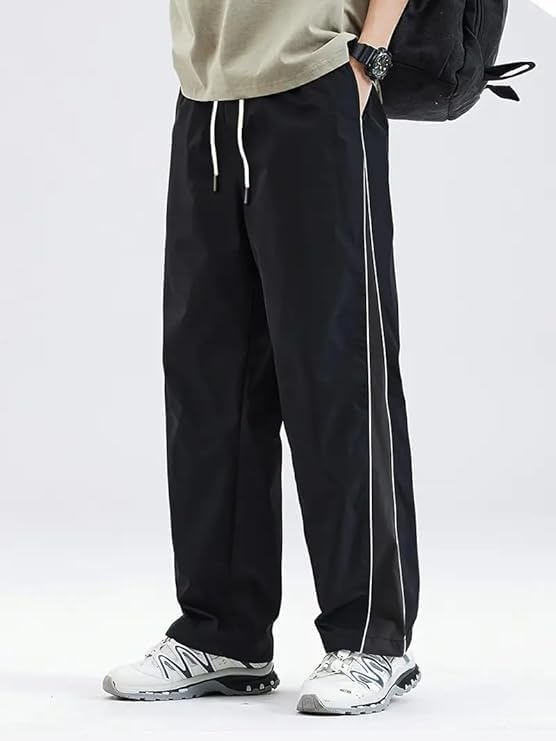 Image of O3e Light Fit Straight Fit Track Pants for Men High Rise Ankle Length Gym Lower Quick Dry Polyester Blend Sports Joggers Drawstring Zipper Running Training Casual Wear