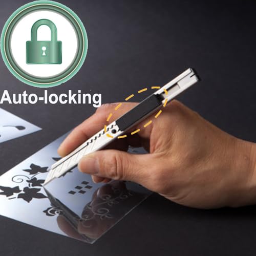 Image of Gebildet 5pcs Right and Left Hand Stainless Steel Lockable Cutter Knife / 9mm Snap Off Blades / 30 Degree Foil Knife /Utility Knife /Graphic Knife /Great for Foils, Wallpaper, Crafts, Cartons