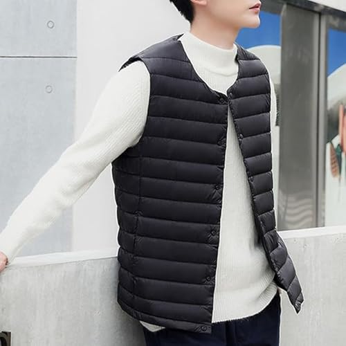 Men's Down Vest Male Collarless Lightweight Puffer Vest Man Winter Warm Quilted Sleeveless Jacket3