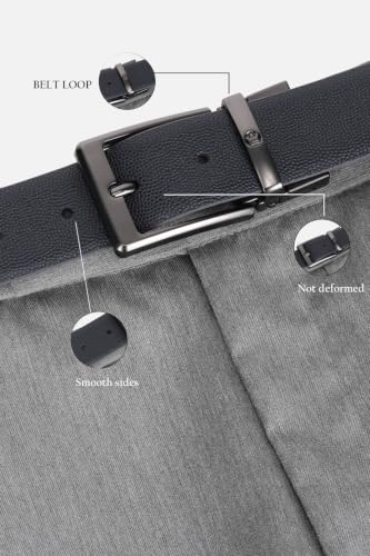 Image of Louis Philippe Men's 100% Italian Leather Matt Gun Metal Buckle Formal Reversible Belt