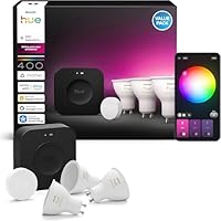 Philips Hue Starter Kit, Con Hub Bridge Pro, 3 lampadine smart GU10 e Smart button, Lampadine...