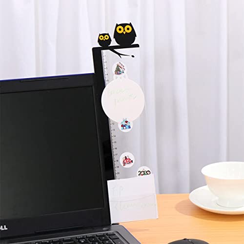 Image of Memo Board for Computer Monitor - 2Pcs Transparent Acrylic Side Panels with Owl Design, Sticky Note Organizer for Desk, Reminder Board and Phone Holder for Home and Office Use