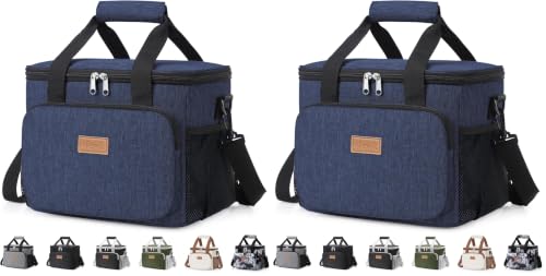 Image of Lifewit Medium Lunch Bag, Insulated Lunch Box, Soft Cooler Cooling Tote for Adult Men Women, Dark Blue 12-Can (9L) (Pack of 2)