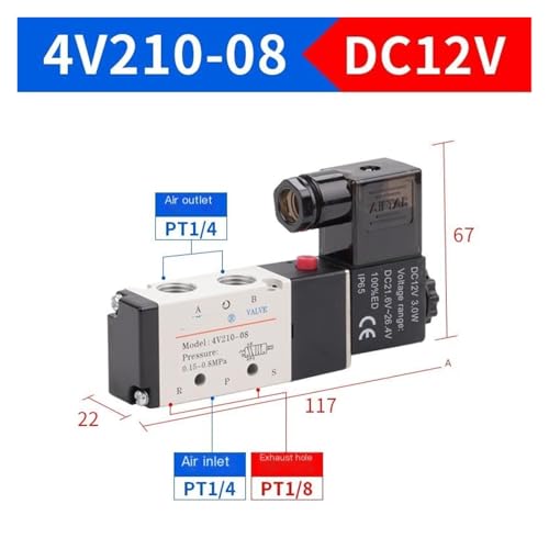 Électrovanne de commande monostable 4V210-06 AC 24V pour air comprimé - 4