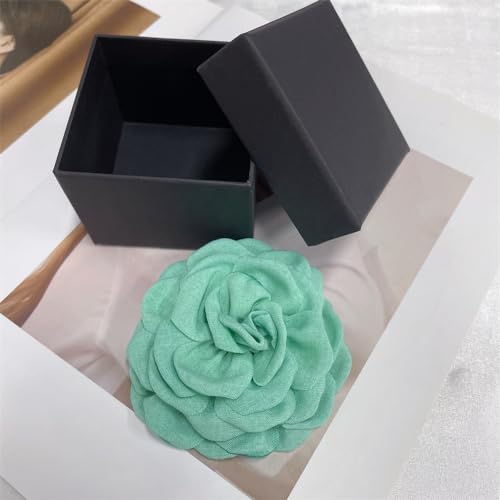 Image of Dainty Fabric Peony Flower Brooches Pin Delicate Camellia Flower Brooch Classic for Women Wedding Party Dance Banquet Elegant Lapel Pins Dress Suit Ceremony Clothes Accessories Jewelry Gifts 100mm