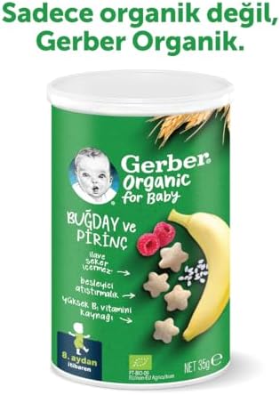 Gerber Organik Pirinçli, Buğdaylı, Muzlu ve Ahududulu Bebek Atıştırmalığı 35 g x 5 - Görsel 5