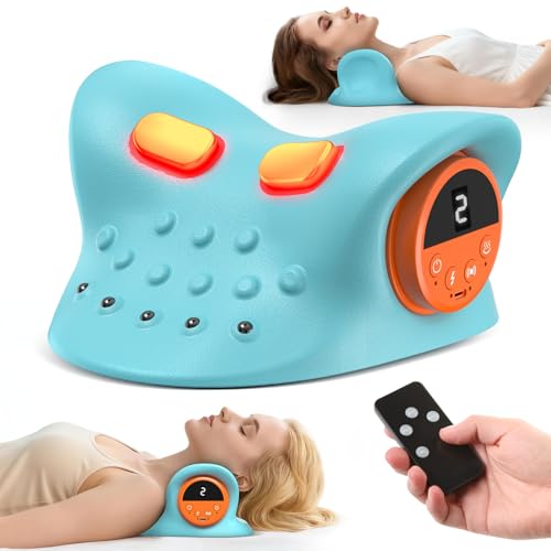 2026 Neck Massager 4-in-1 with Deep Tissue 3D Kneading & Soothing Heat - Portable Cordless Pillow for Cervical Traction Shoulder and Back Relief 9 Intensity Levels with Type-C Charge For Home Office