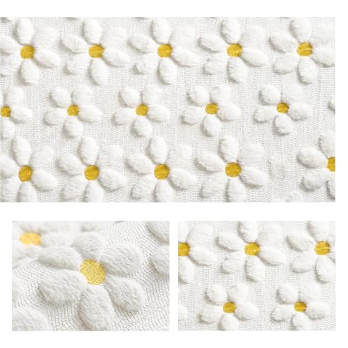 Artoid Mode White Soft Plush Faux Fur Jacquard Embroidery Daisy Spring Table Runner, Kitchen Dining Table Decoration for Home Party Decor 13x72 Inch by Artoid Mode - Used condition - Image 6