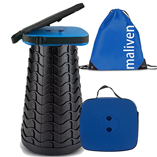 Image of Collapsible Camping Stool with Seat Cushion & Nylon Bag, Square Portable Telescopic Stool, Lightweight Sturdy Foldable Stool for Camp Fishing Picnic, Max Load 550 lb