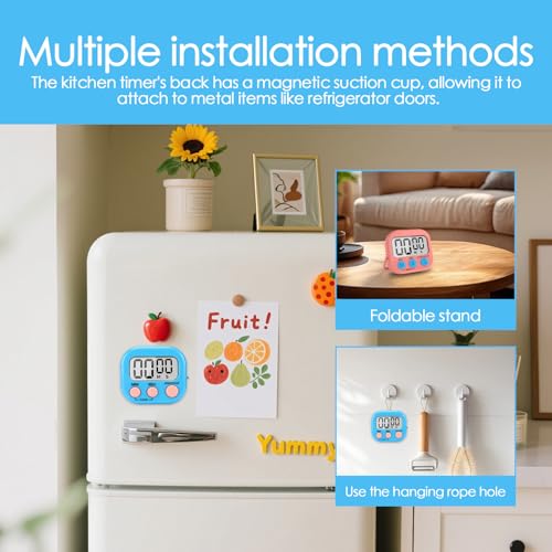 4 pièces Minuteur De Cuisine, Timer avec Grand écran LCD, 4 Couleurs avec Support Pliable Convient pour La Cuisine, La PâTisserie, Le Sport Et L'Apprentissage – Image 5