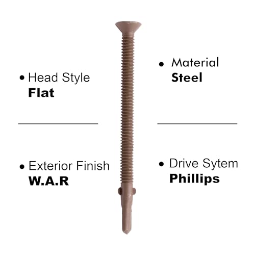 U-Turn Fasteners Tornillos autorroscantes Flat Head Phillips Reamer Tek 1/4-20 x 4-3/4 pulgadas W.A.R. Coated (Paquete de 10) miniatura 5